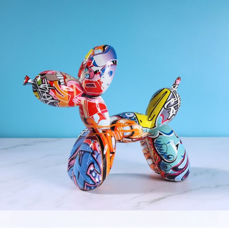 Escultura Decorativa Cachorro Balão Grafitado - Utililar