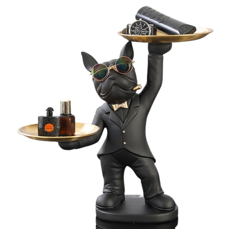 Estátua Bulldog Decorativo Francês Preto - Utililar