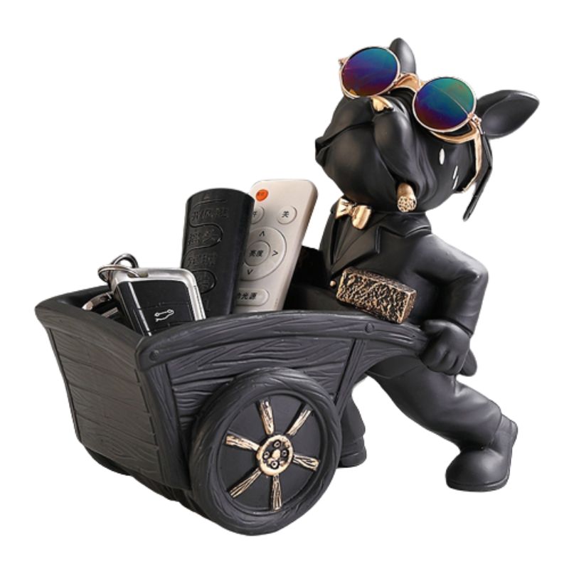 Estátua Decorativa Bulldog Baú Preto - Utililar