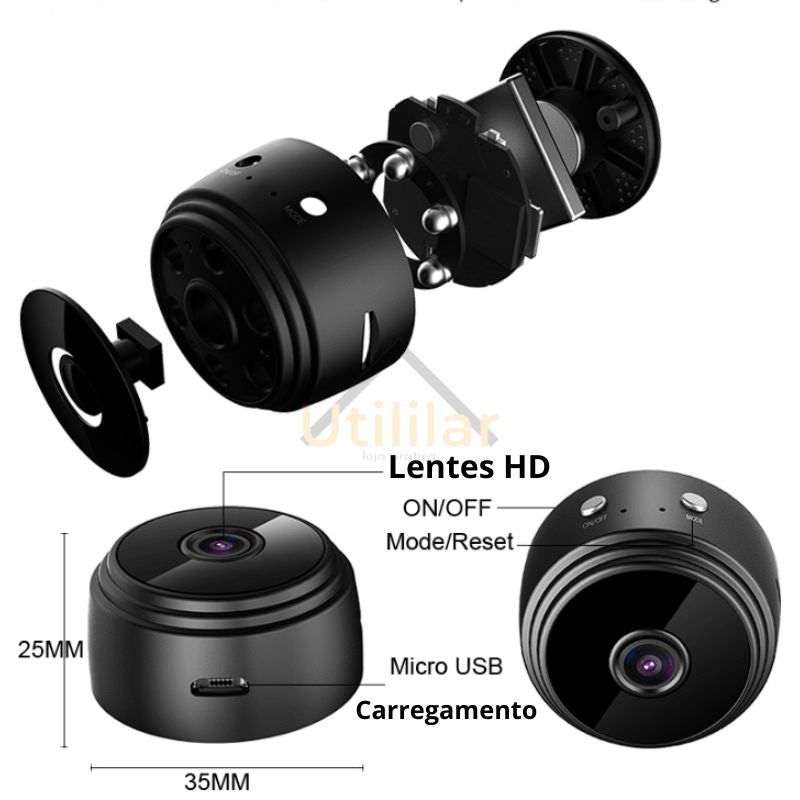 Micro Câmera Espiã Portátil - Imagem e Áudio - Versão HD 2023
