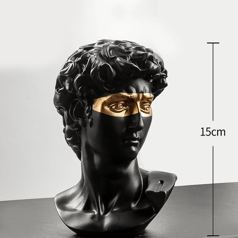 Estátua Decorativa David Preto Dourado - Utililar