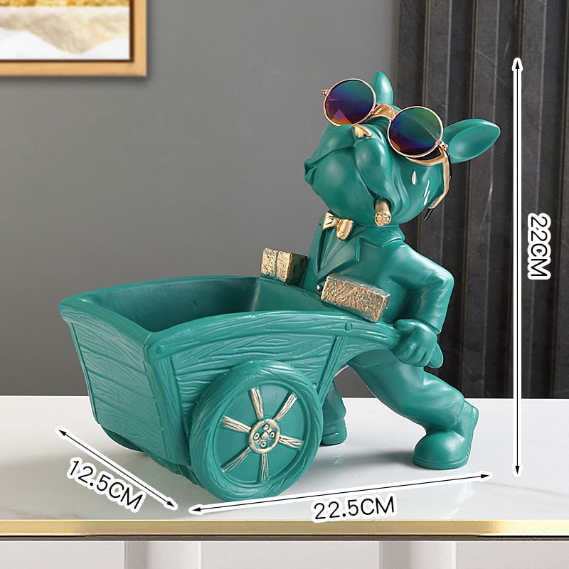 Estátua Decorativa Bulldog Baú Verde - Utililar