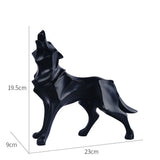 Escultura Decorativa Lobo Uivando Preto