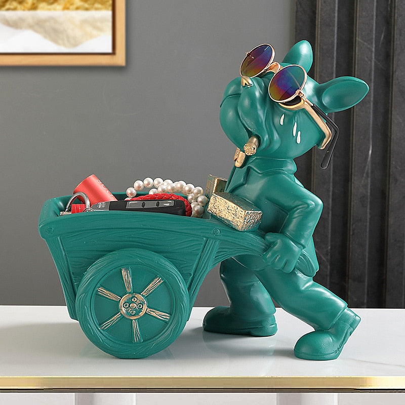 Estátua Decorativa Bulldog Baú Verde - Utililar