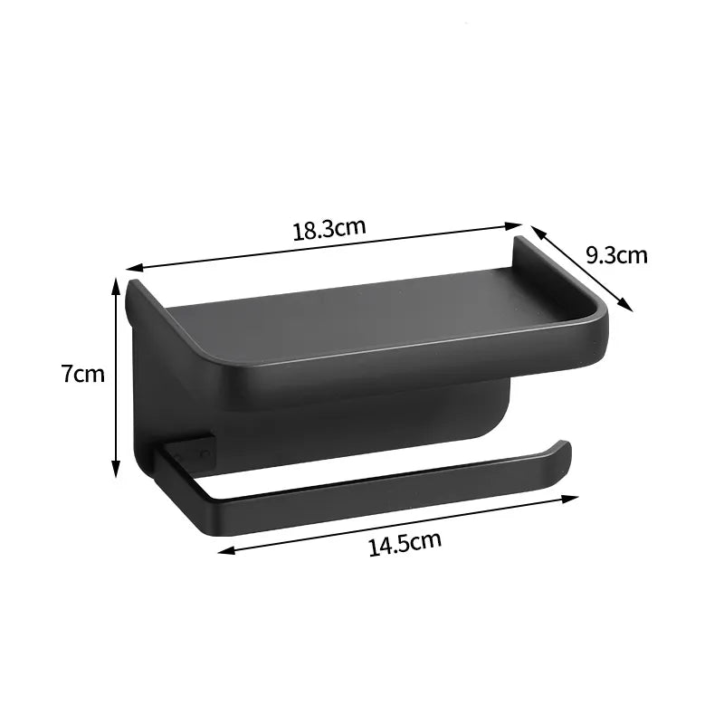 Suporte Moderno de Utensílios e Papel Higiênico - Preto