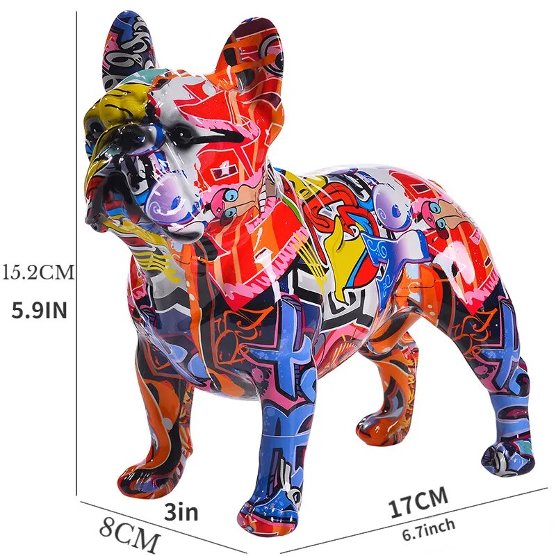 Estátua Decorativa Bulldog Grafitado