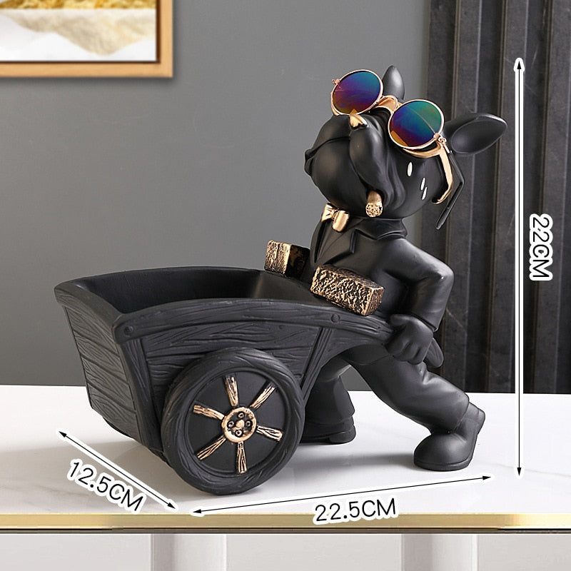 Estátua Decorativa Bulldog Baú Preto - Utililar