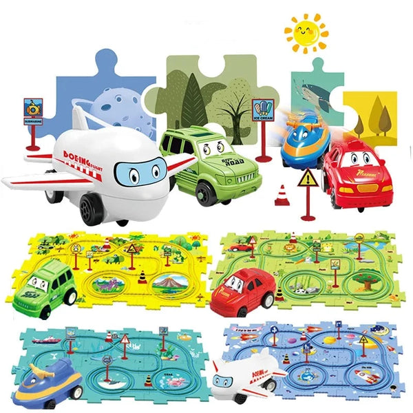 Conjunto de Carros de Trilha Educativa para Crianças