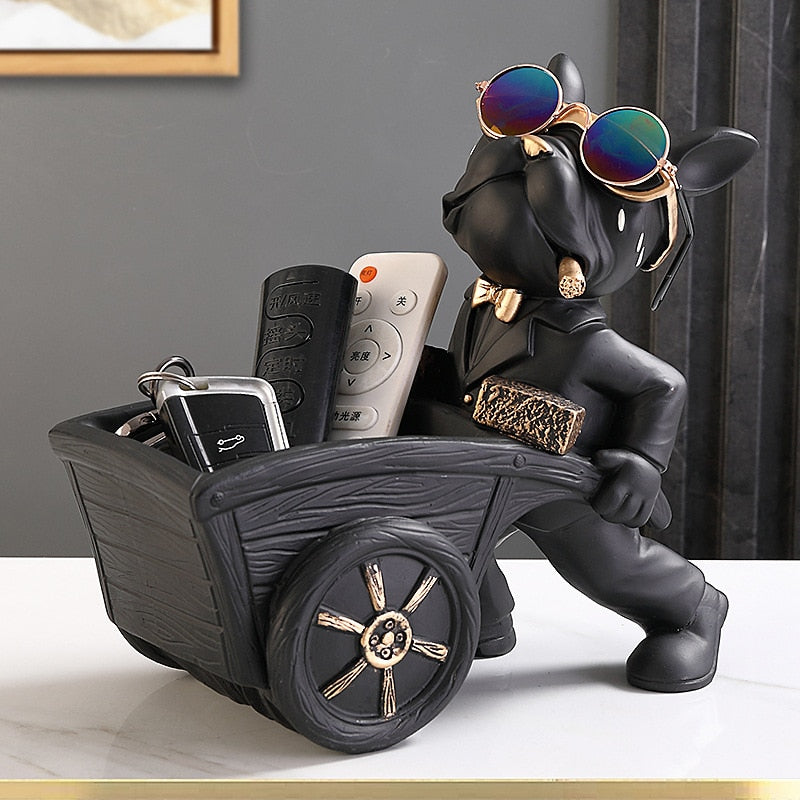 Estátua Decorativa Bulldog Baú Preto - Utililar