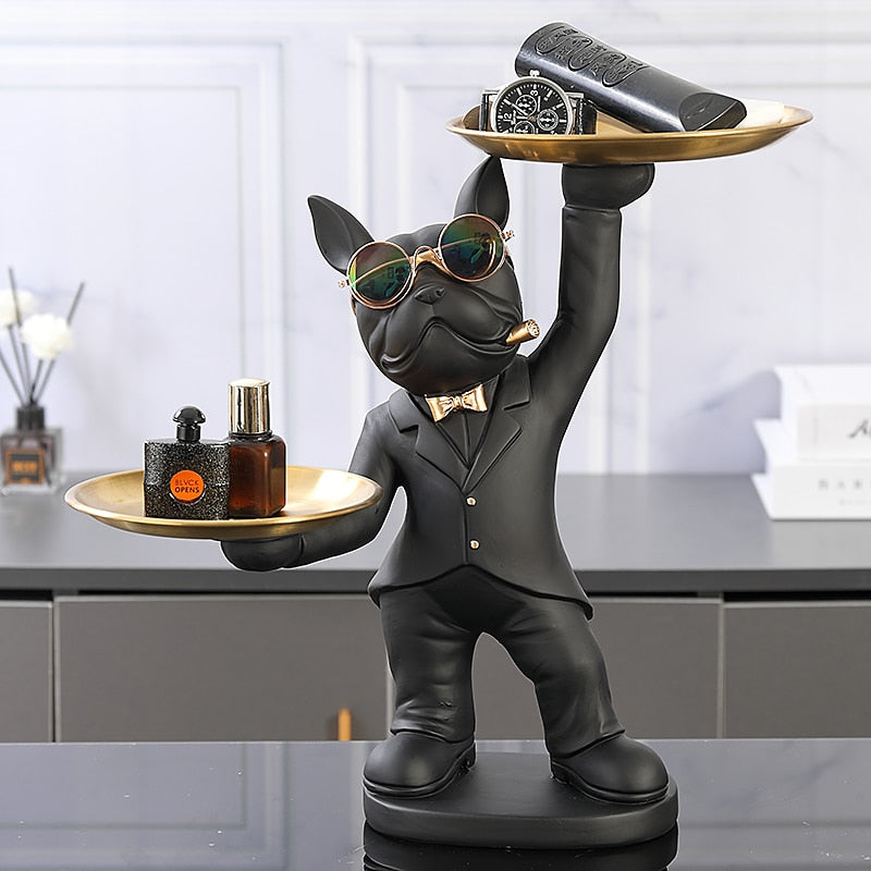 Estátua Bulldog Decorativo Francês Preto - Utililar